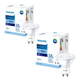 Pack 2 Ampolletas Led Philips Gu10 3.8w Luz Fria