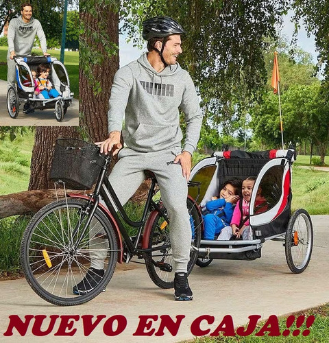 Rin 20 Bicicleta Carro Remolque 2 Niños Getgo Rojo En Caja