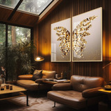 Quadros Decorativos Borboleta Asas Dourado Com Vidro 60x80
