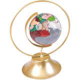 Adorno Globo Terraqueo Cristal Base  Metal 19cm De Altura