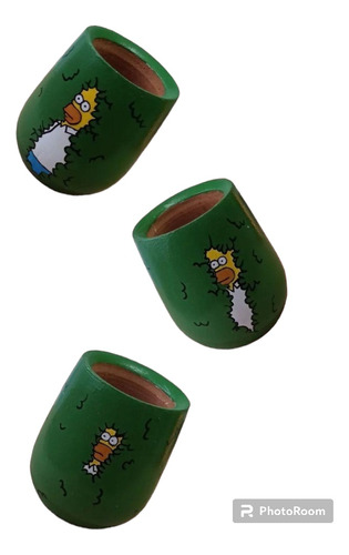 Mate De Madera Algarro Pintado A Mano Arbusto Simpson Homero