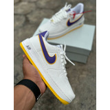 Tenis Air Force Lakers Moda Couro Original Basquete Inedito