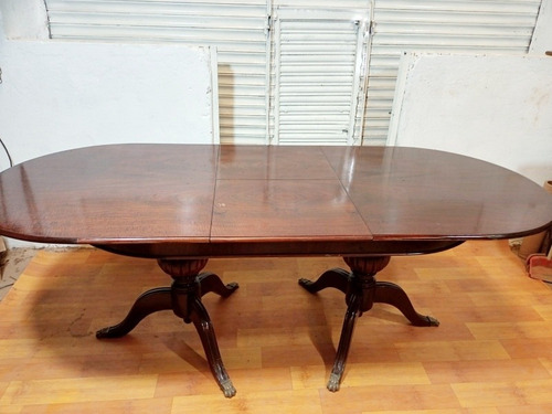 Mesa Comedor Francesa Doble Pata Tallada Antigua Alargue