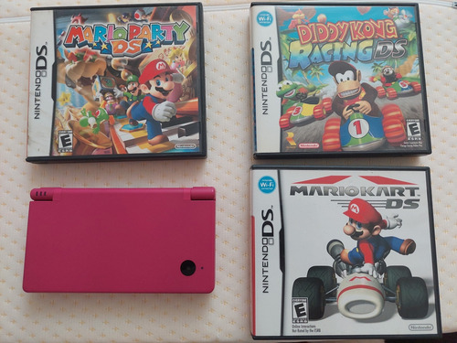 Nintendo Dsi 256mb Color Rosa Con 5 Juegos Excelente Estado!