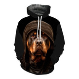 Blusa Moletom Full 3d Rottweiler De Capuz Cão Gangster