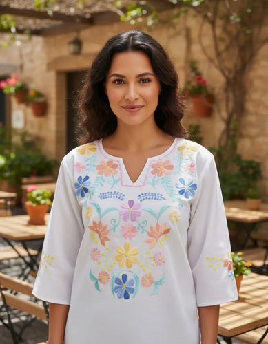 Blusón O Blusa Yucateca Bordada. Artesanal. Lucero. Mayakim
