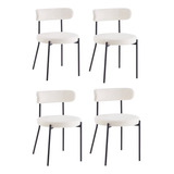 Set De 4 Sillas De Comedor Boucle Tela Borrego Borreguito