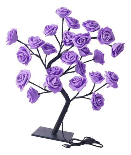  Lámpara De Escritorio Con Luz De Árbol De Flor Rosa Led,