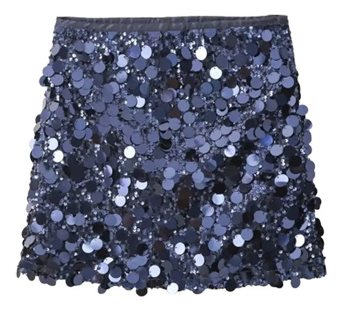 Minifalda Evasé Elástica Con Lentejuelas Brillantede Verano