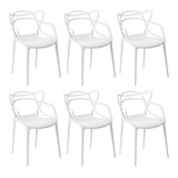 Kit 6 Cadeiras Design Allegra Pelegrin Pel-1737 Branca Cor Da Estrutura Da Cadeira Branco