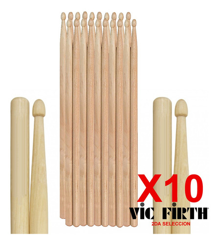 Baqueta Palillos De Bateria Vic Firth Pack X10 Surtidos