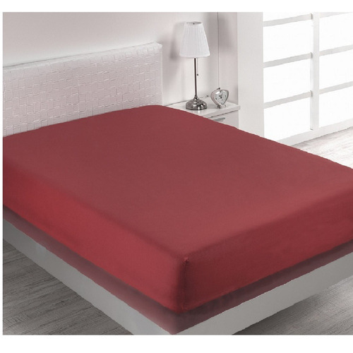 Sabana Ajustable Y 2 Fundas Cama Queen Vinotinto 35 Cms