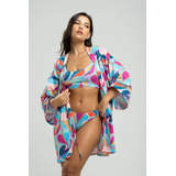Saida De Praia Kimono Proteção Uv Moda Feminina Verão Longo