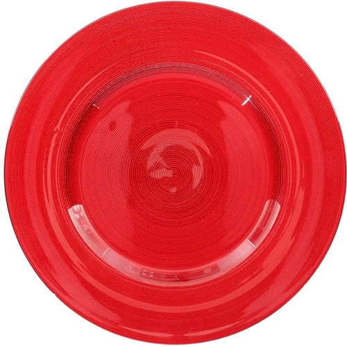 Plato Base De Vidrio Circle Rojo Brilloso 33 Cm Dk-10