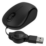 Mini Mouse/raton Óptico Usb Viaje Sabrent Con Cable Retrácti