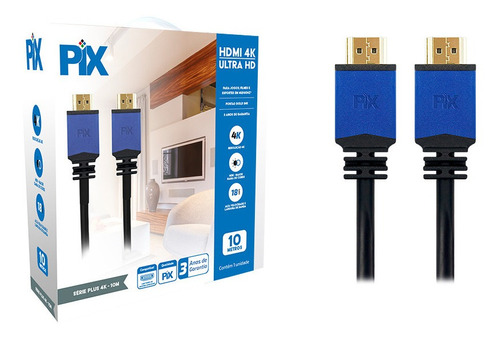 Cabo Hdmi 10m 10 Metros 2.0 Full Hd 4k 19 Pinos C/ Filtro 5+