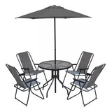 Set Juego De Terraza Para 4 Personas/ Mesa/ Silla/ Quitasol 