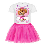 Conjunto Skye Paw Patrol Niña Polera Tutu Cumpleaños Disfraz