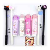 Kit Papelería Kawaii Gatos Michii, 2 Plumas 2 Borradores Y +