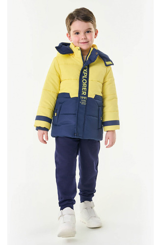  Jaqueta Puffer Casaco Infantil Explorer Amarelo Trick Nick