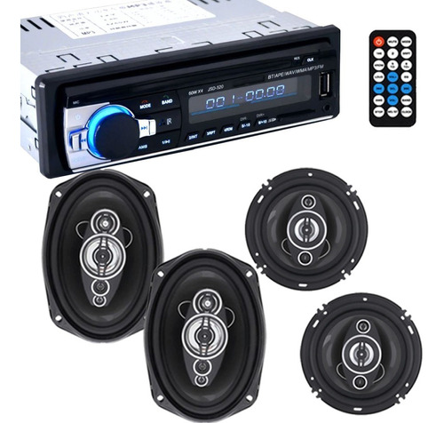 Stereo Bluetooth Estereo Auto Control Usb Mp3 + 4 Parlantes