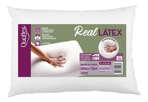 Travesseiro Duoflex Real Látex Para Dormir De Lado E Costas