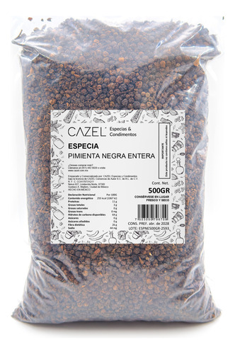 Pimienta Negra Entera 500gr