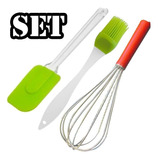 Set Espatula + Pincel Silicona + Batidor Gastronomico