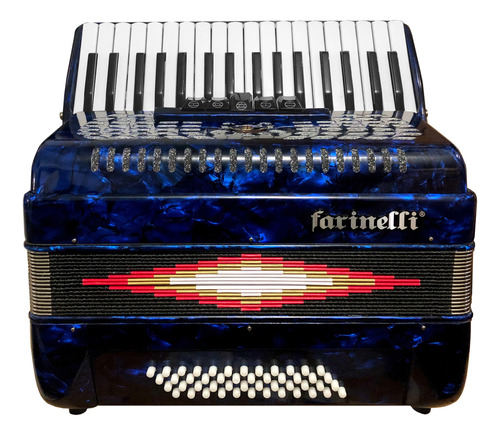 Acordeon Farinelli 1307a 34 Teclas 48 Bajos 5 Registros Azul