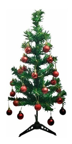 Árvore De Natal Pequena 45cm Decorada Com 24 Bolinhas Natal