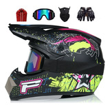 Casco De Motocross Para Niños, Gafas Todoterreno Guantes/ur3