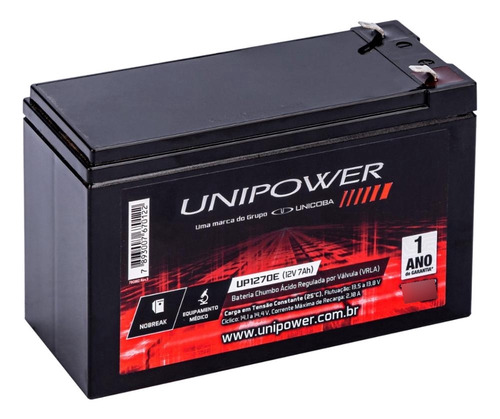 Bateria Selada Para Nobreak E Segurança 12v / 7ah - Unipower