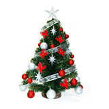 Arbol De Navidad 80 Cm + Kit 30 Pzas Rojo Plata - Sheshu Color Verde