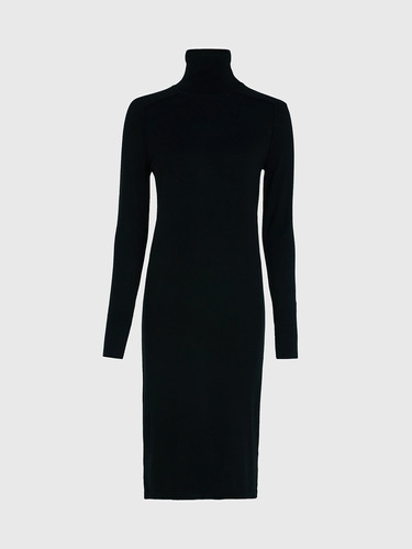 Vestido Negro Lana Merino De Calvin Klein Mujer