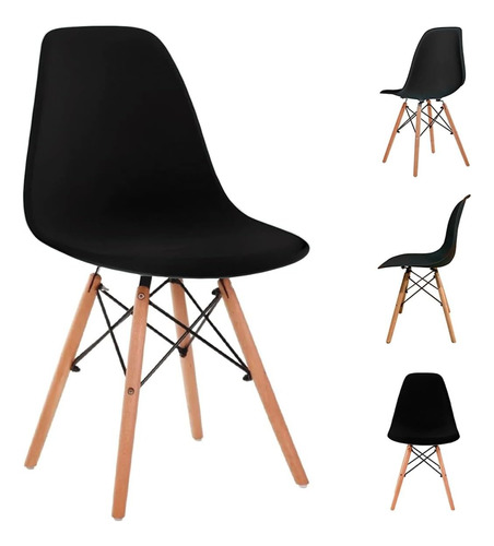 Set 4 Sillas Tipo Eames Comedor Estructura Madera Ergonómica