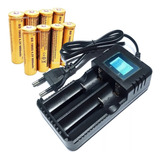 Kit Carregador + 8 Bateria 9800mah 18650 4,2v Recarregável