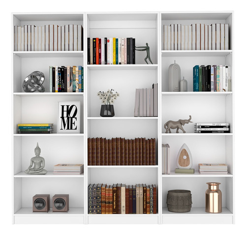 Combo De Bibliotecas Por 3 Home, Color Blanco