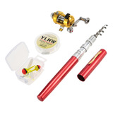 Conjunto De Caneta De Pesca Portátil Telescópica Mini Pole P