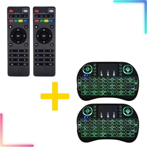 Kit 2 Controles Remoto + 2 Teclado Smart Wireless Tv Box 4k 