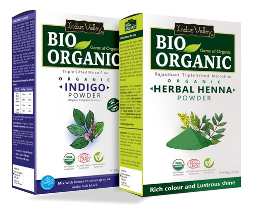 Indus Valley Bio Organic Indigo Powder And Henna Powder Comb