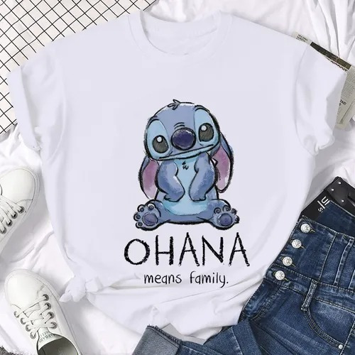 Camiseta Camisa Lilo E Stitch Sentado Ohana Family Poliester