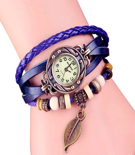 Reloj De Pulsera Vintage De Cuero Con Broche Para Dama