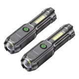 2pcs Lampara Usb Tactica Recargable Led Linternas Lateral