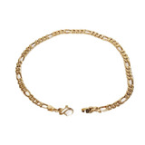 Pulsera Hombre De Oro 18k 3 Y 1 Figaro 6.5 Gr 4 Mm 23 Cm