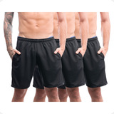 Kit 3 Shorts Pretos Academia Masculina Dry Fit Com Bolsos