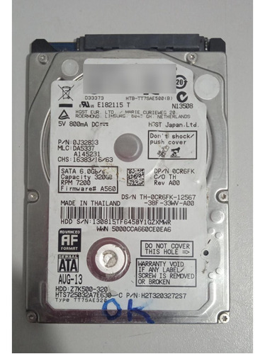 Hd Para Notebook 300gb Z7k500-320 Hgst