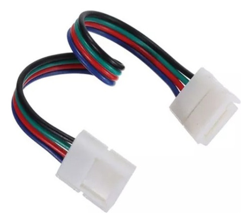 2x Conector Hebilla Doble Rgb + Cable 4 Hilos Para Tira Led