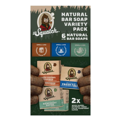 Dr. Squatch Jabón en Barra Natural para Hombres, Pack de Variedades de 5 Oz., 6 Piezas | Envío gratis
