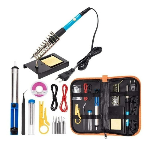 Kit Electrico Cautín 220v 60w Regulable 5 Puntas 16 Pcs