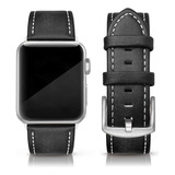 Malla Para Apple Watch 42/44/45mm(s7a1) Cuero Genuino Negro